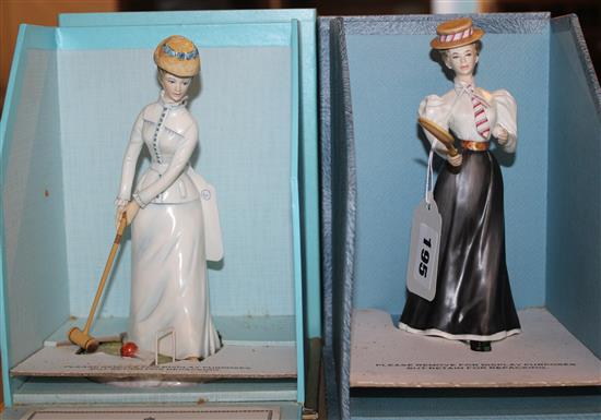 Two Royal Worcester van Ruyckevelt Victorian figures, Bridget, 222/500 & Marion, 459/500, boxed with certifcates